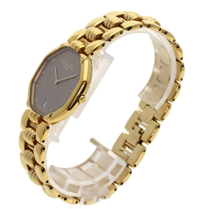 Christian Dior Watches Quartz 25.154 Gold Plated , Gold Plated gold Octagon gray dial mens