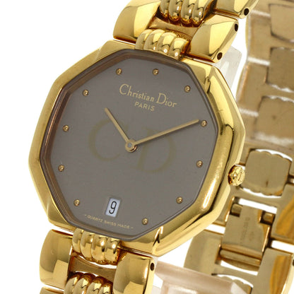 Christian Dior Watches Quartz 25.154 Gold Plated , Gold Plated gold Octagon gray dial mens