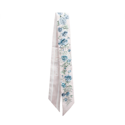 Christian Dior Pink Multicolor D-Floral Mitzah Silk Twilly