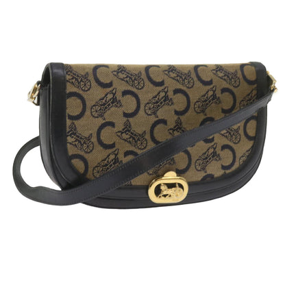 Luxury CELINE C Macadam Canvas Shoulder Bag Navy  60439