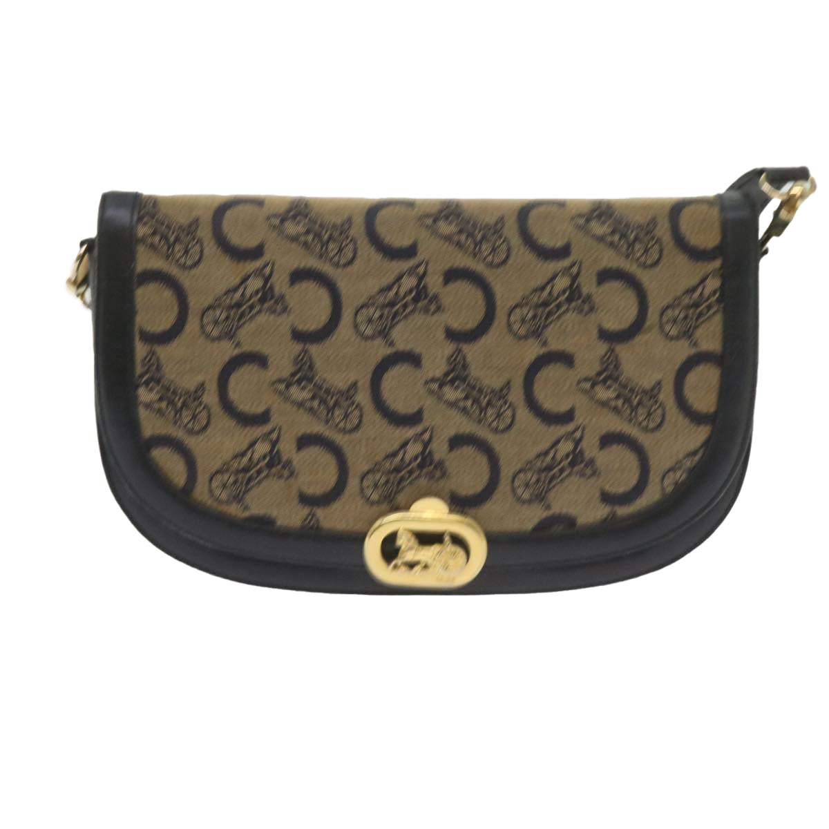 Luxury CELINE C Macadam Canvas Shoulder Bag Navy  60439