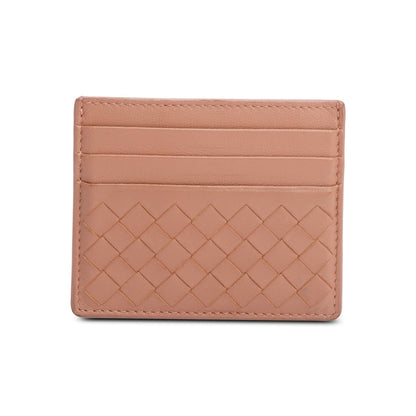 Bottega Veneta Pink Intrecciato Nappa Leather Intrecciato Card Holder
