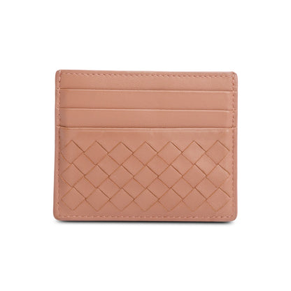 Bottega Veneta Pink Intrecciato Nappa Leather Intrecciato Card Holder