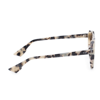 Christian Dior Grey Spotted Havana Acetate Abstract Mirrored Square Sunglasses