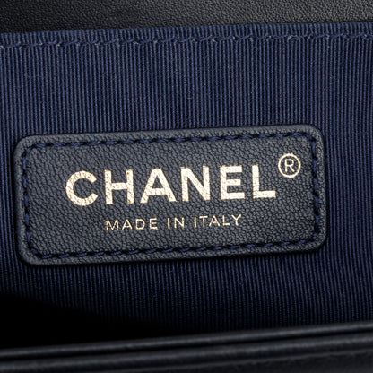 Chanel Black Chevron Quilted Lambskin Leather Medium Boy Bag