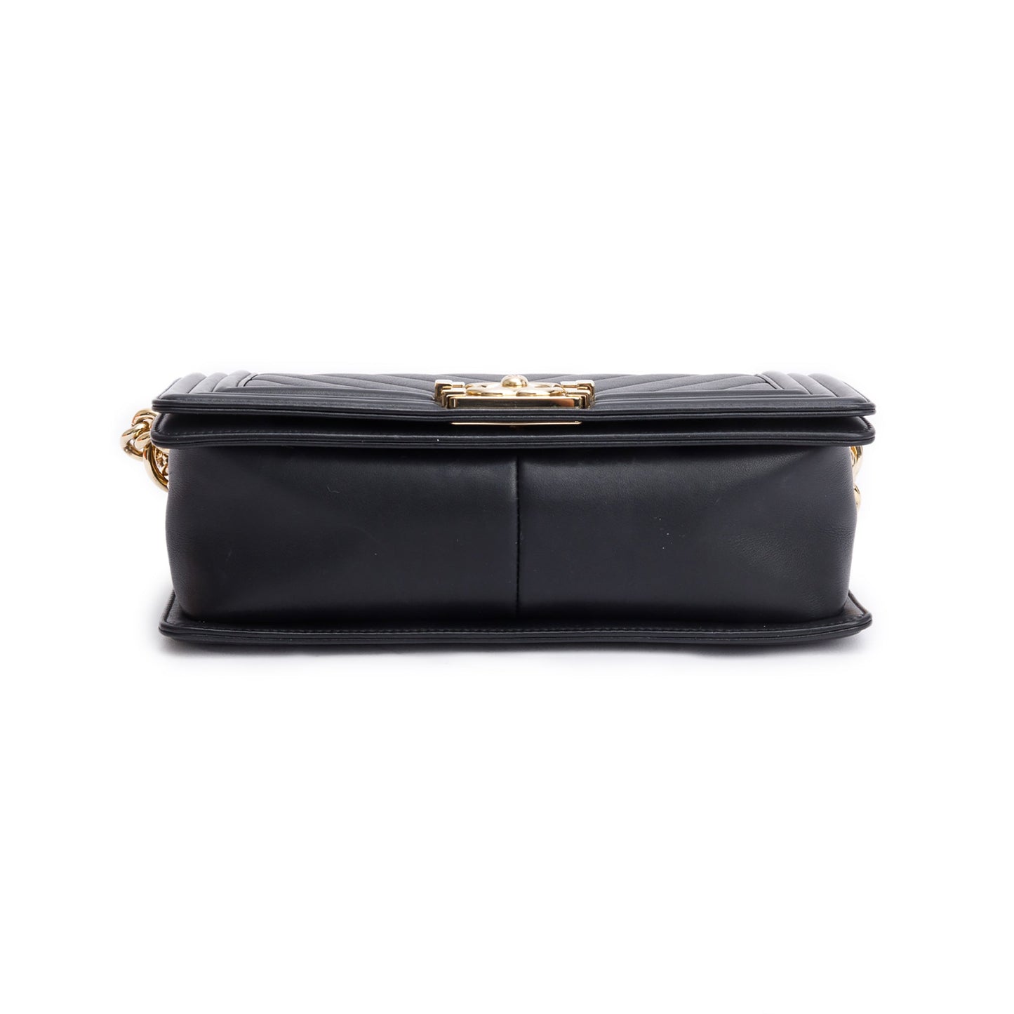 Chanel Black Chevron Quilted Lambskin Leather Medium Boy Bag