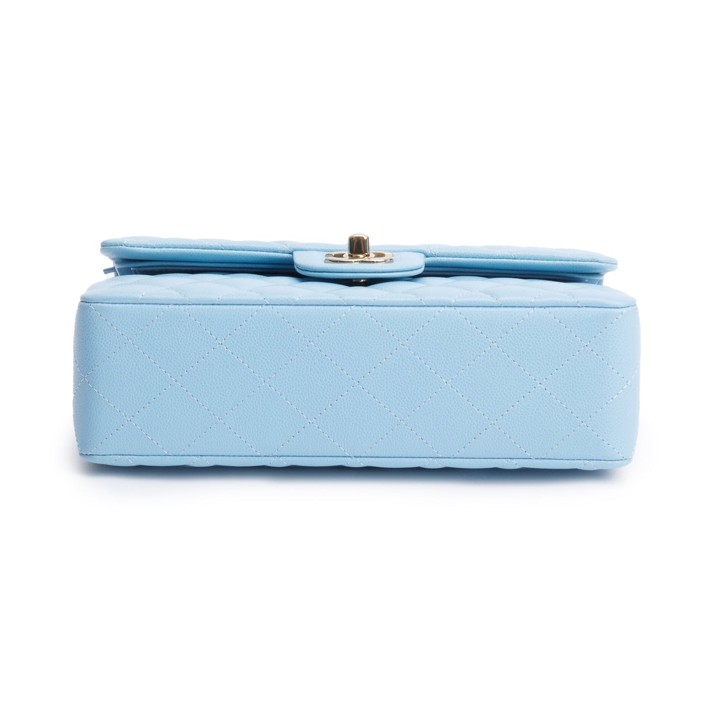 Chanel Light Blue Quilted Caviar Leather Classic Medium Double Flap Bag
