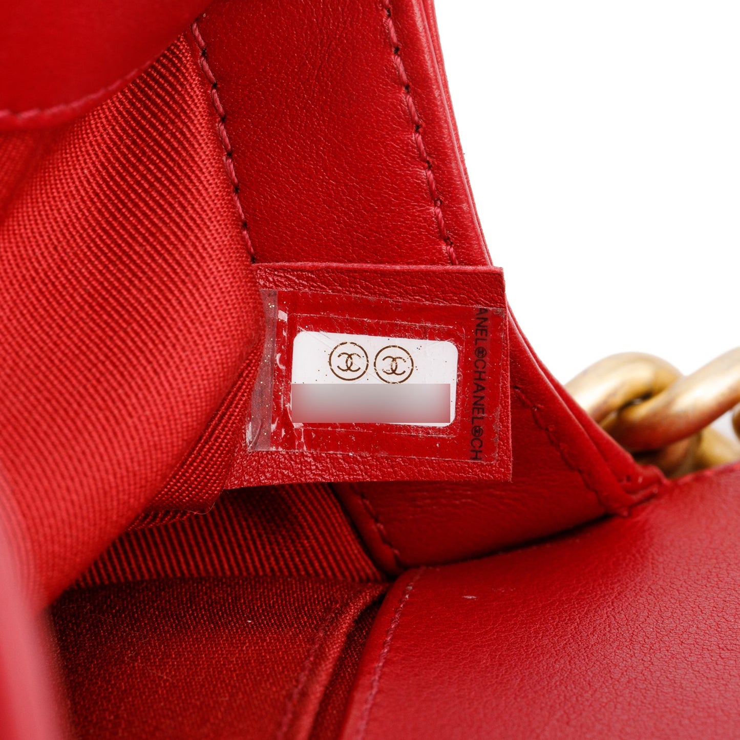 Chanel 2020 Red Quilted Lambskin Leather Small Logo Top Handle Boy Bag