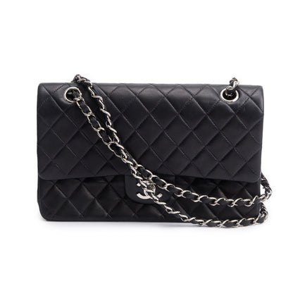 Chanel Vintage Black Quilted Lambskin Leather Classic Medium Double Flap Bag