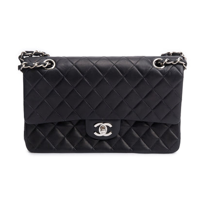 Chanel Vintage Black Quilted Lambskin Leather Classic Medium Double Flap Bag