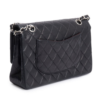Chanel Vintage Black Quilted Lambskin Leather Classic Medium Double Flap Bag