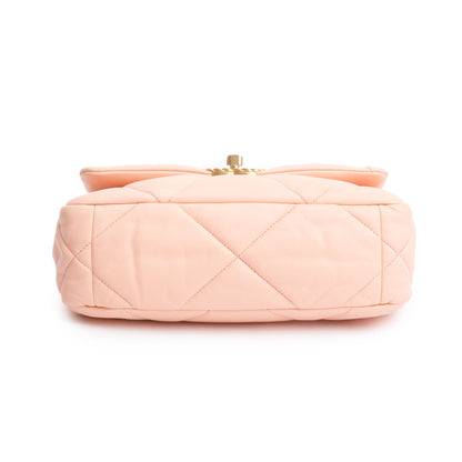 Chanel Peach Lambskin Leather Medium 19 Flap Bag