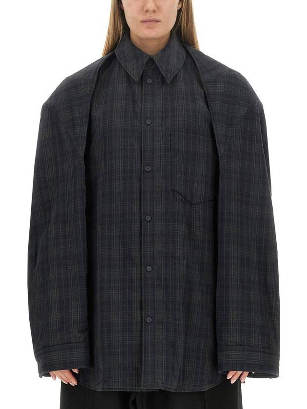 Luxury Balenciaga Trending 2025 Checked Pattern Long Sleeve Shirt Grey