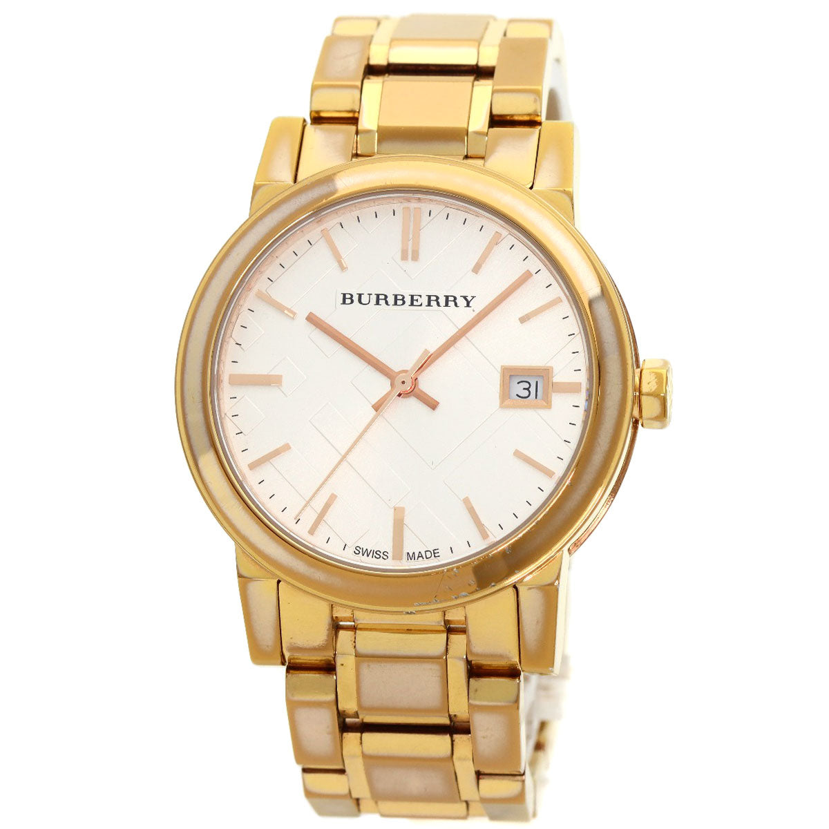 BURBERRY Watches Quartz BU9104 Gold Plated , Gold Plated gold Round face Silver dial Women