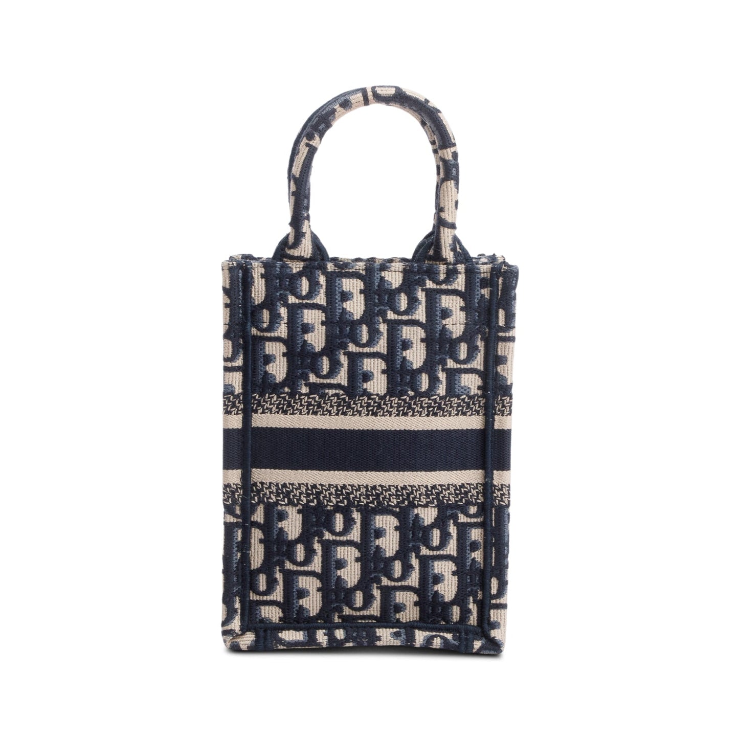 Christian Dior 2022 Blue Oblique Embroidery Mini Vertical Book Tote