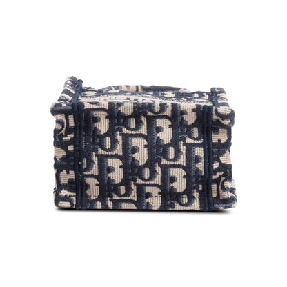 Christian Dior 2022 Blue Oblique Embroidery Mini Vertical Book Tote