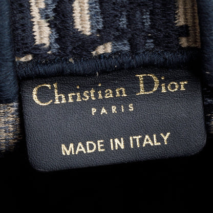 Christian Dior 2022 Blue Oblique Embroidery Mini Vertical Book Tote