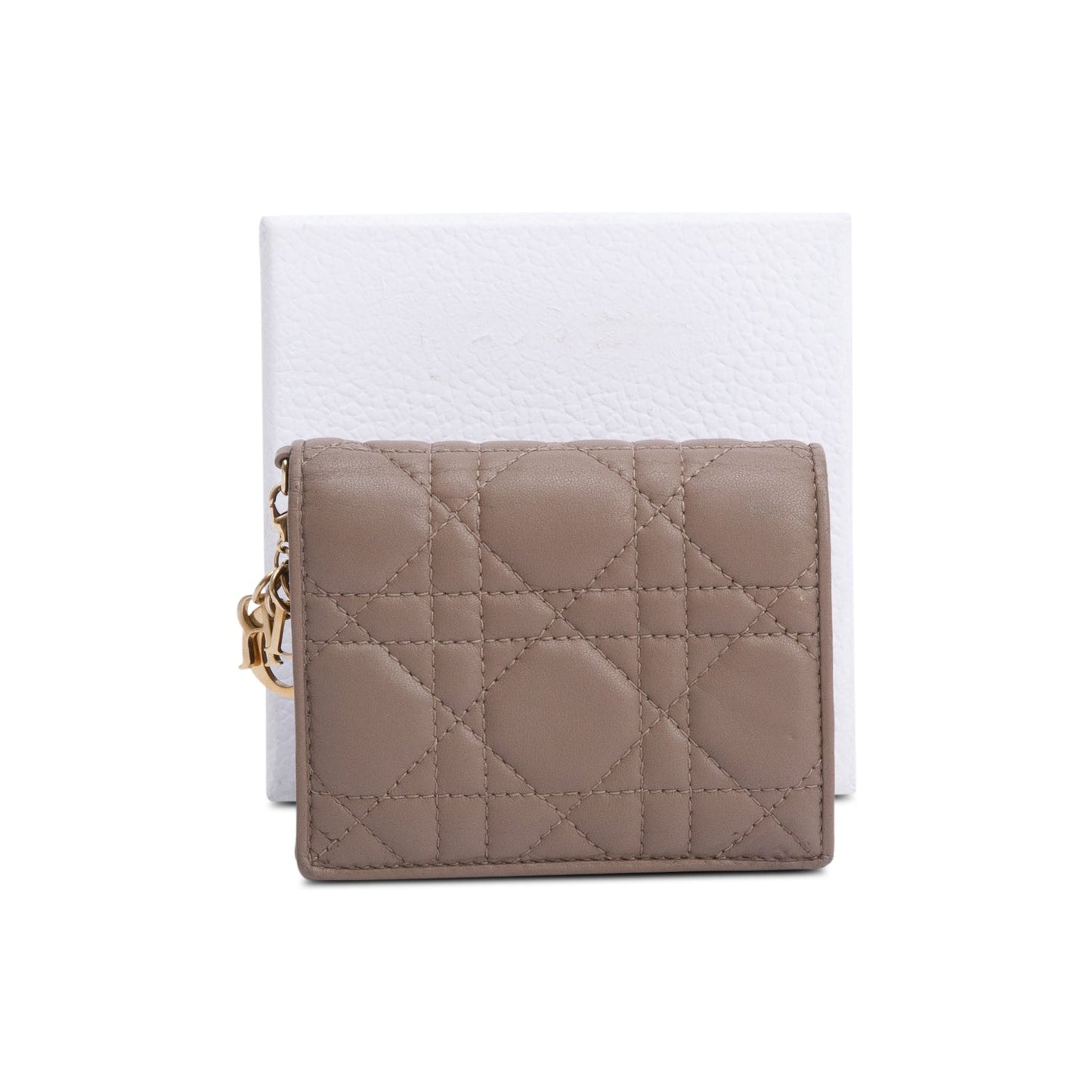 Christian Dior 2024 Neutral Cannage Lambskin Mini Lady Dior Gardenia Wallet