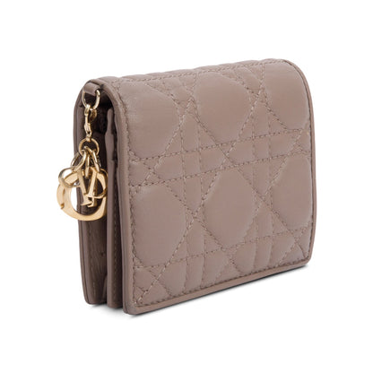 Christian Dior 2024 Neutral Cannage Lambskin Mini Lady Dior Gardenia Wallet