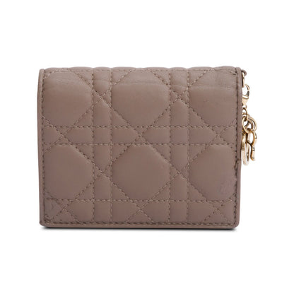 Christian Dior 2024 Neutral Cannage Lambskin Mini Lady Dior Gardenia Wallet