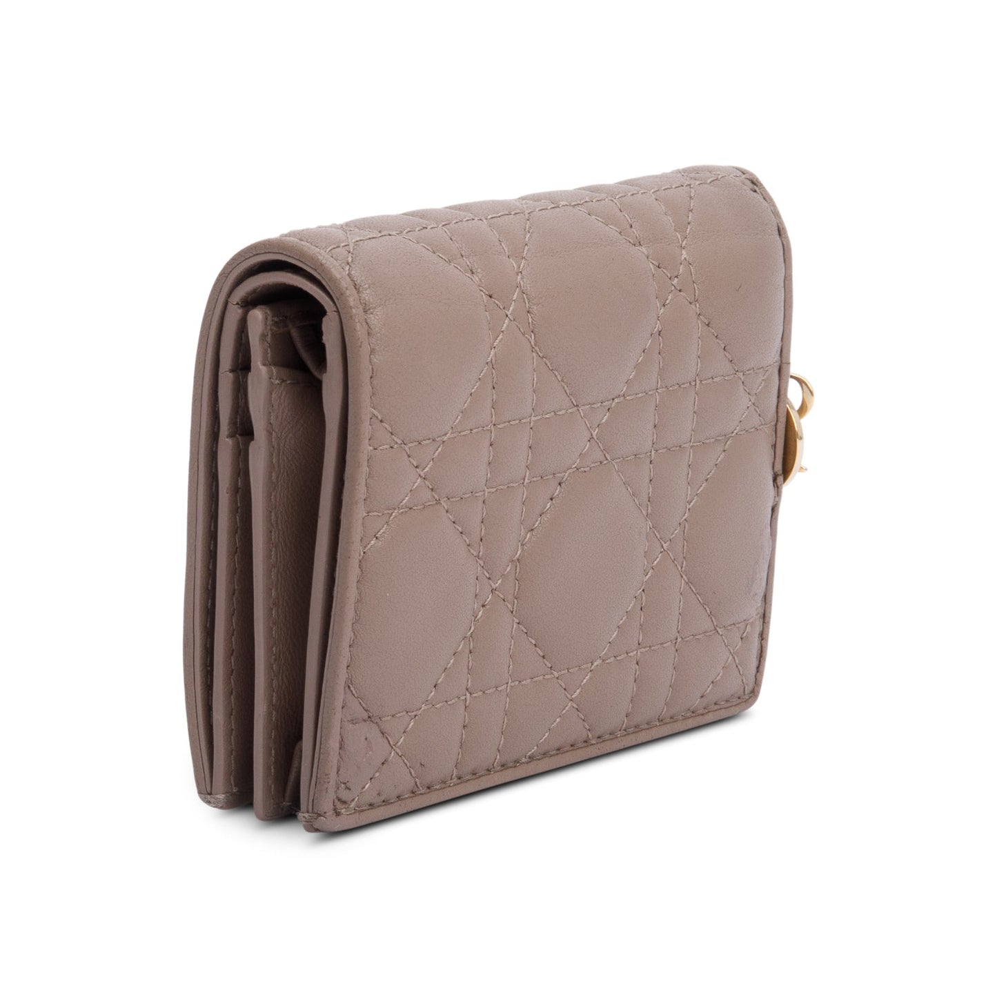 Christian Dior 2024 Neutral Cannage Lambskin Mini Lady Dior Gardenia Wallet