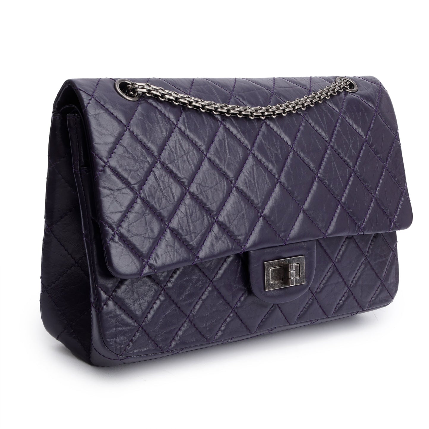 Chanel Purple Quilted Calfskin Leather 2.55 Reissue 227 Double Flap Bag