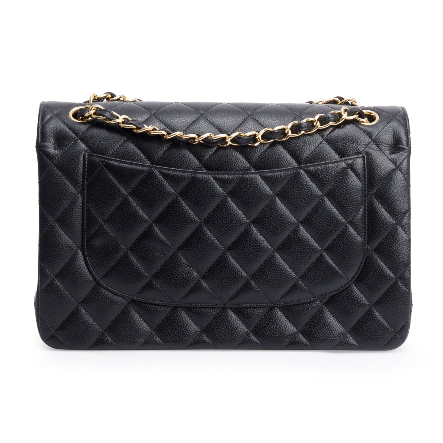 Chanel Black Quilted Caviar Leather Classic Jumbo Double Flap Bag