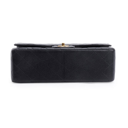 Chanel Black Quilted Caviar Leather Classic Jumbo Double Flap Bag