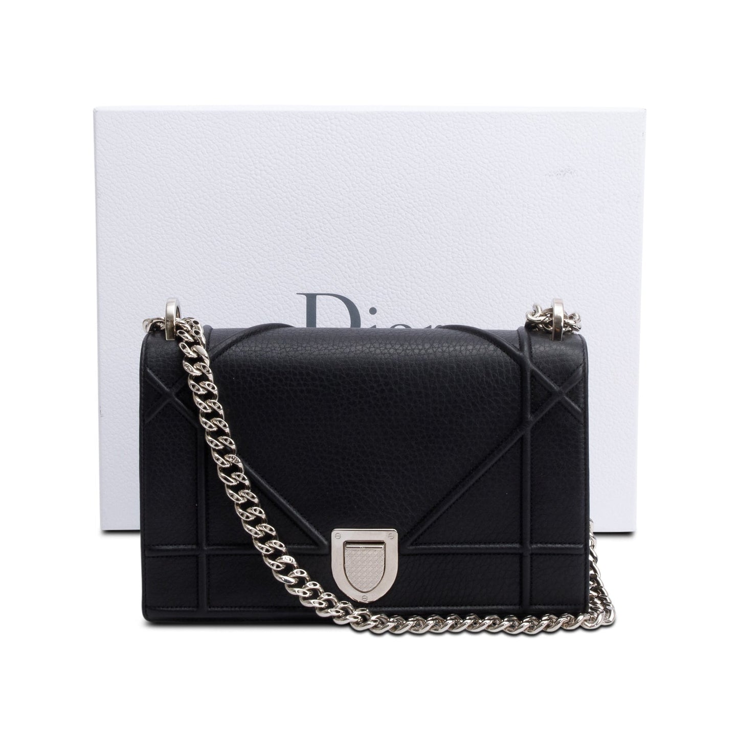 Christian Dior Black Calfskin Leather Medium Diorama Flap Bag