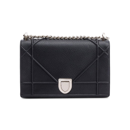 Christian Dior Black Calfskin Leather Medium Diorama Flap Bag