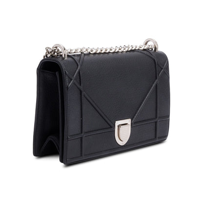 Christian Dior Black Calfskin Leather Medium Diorama Flap Bag