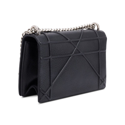 Christian Dior Black Calfskin Leather Medium Diorama Flap Bag
