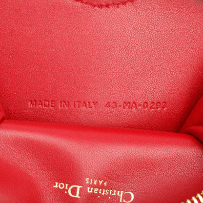 Christian Dior 2023 Red Cannage Calfskin Leather Dioramour Caro Heart Chain Pouch