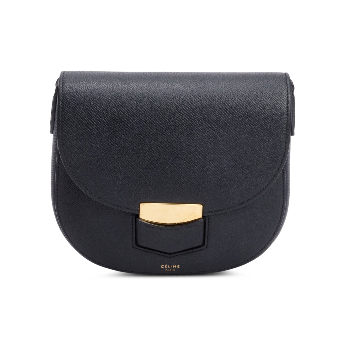 Celine Black Grained Leather Small Trotteur Crossbody Bag