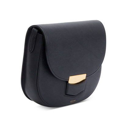 Celine Black Grained Leather Small Trotteur Crossbody Bag