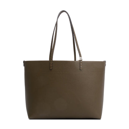 Fendi Grey Leather Medium Selleria Roll Tote