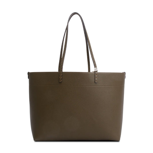 Fendi Grey Leather Medium Selleria Roll Tote