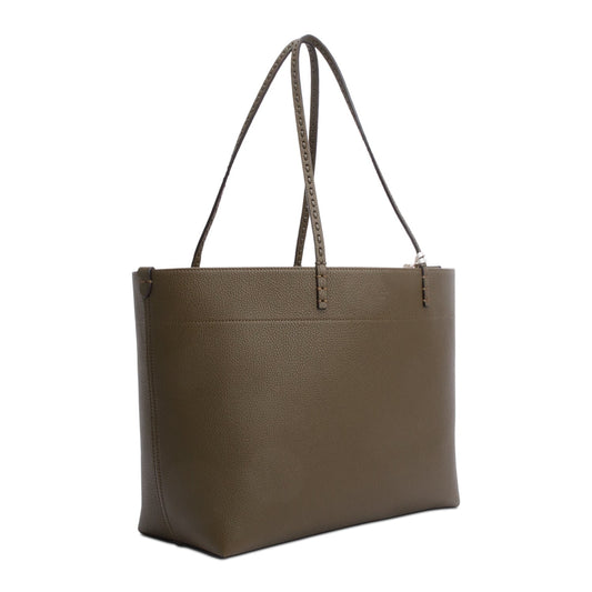 Fendi Grey Leather Medium Selleria Roll Tote