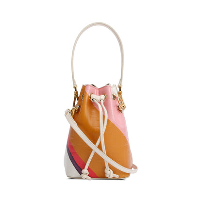 Fendi Multicolor FF Embossed Stripe Calfskin Leather Mini Mon Tresor Bucket Bag