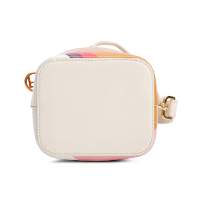 Fendi Multicolor FF Embossed Stripe Calfskin Leather Mini Mon Tresor Bucket Bag