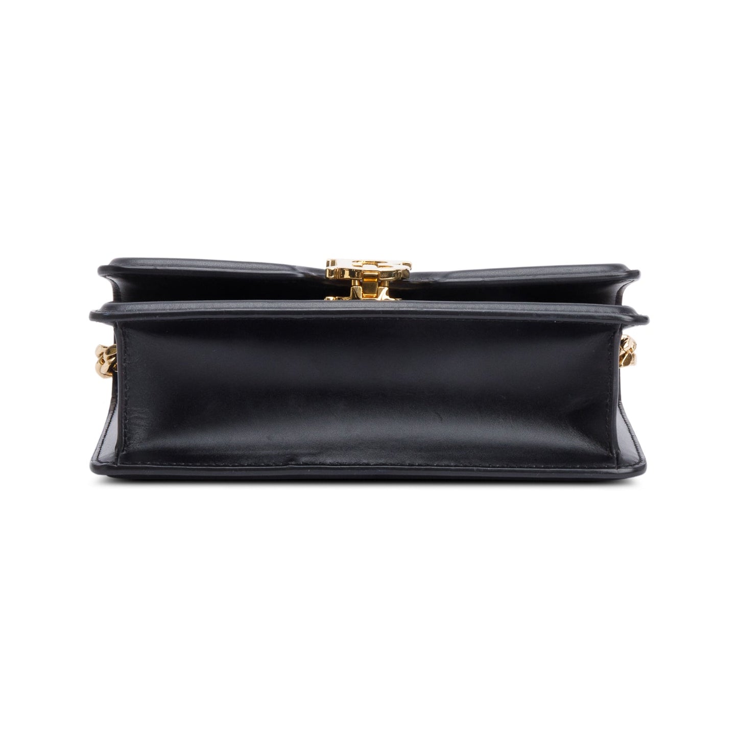 Burberry Black Smooth Calfskin Leather Mini TB Chain Crossbody Bag