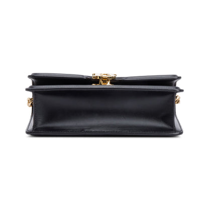 Burberry Black Smooth Calfskin Leather Mini TB Chain Crossbody Bag