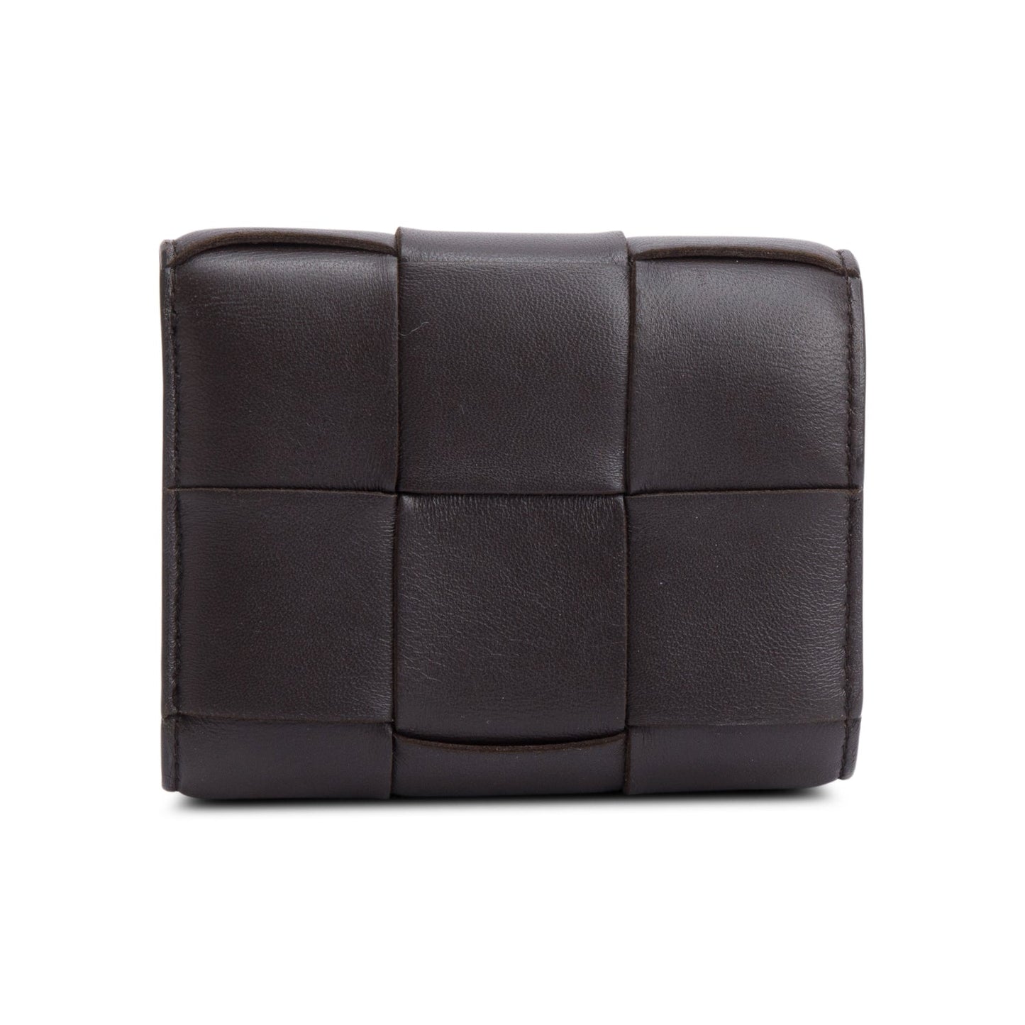 Bottega Veneta Brown Intreccio Nappa Leather Cassette Tri-Fold Zip Wallet