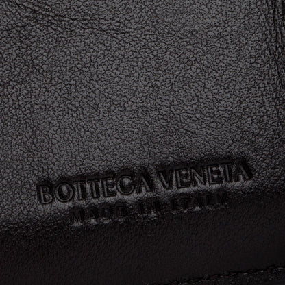 Bottega Veneta Brown Intreccio Nappa Leather Cassette Tri-Fold Zip Wallet
