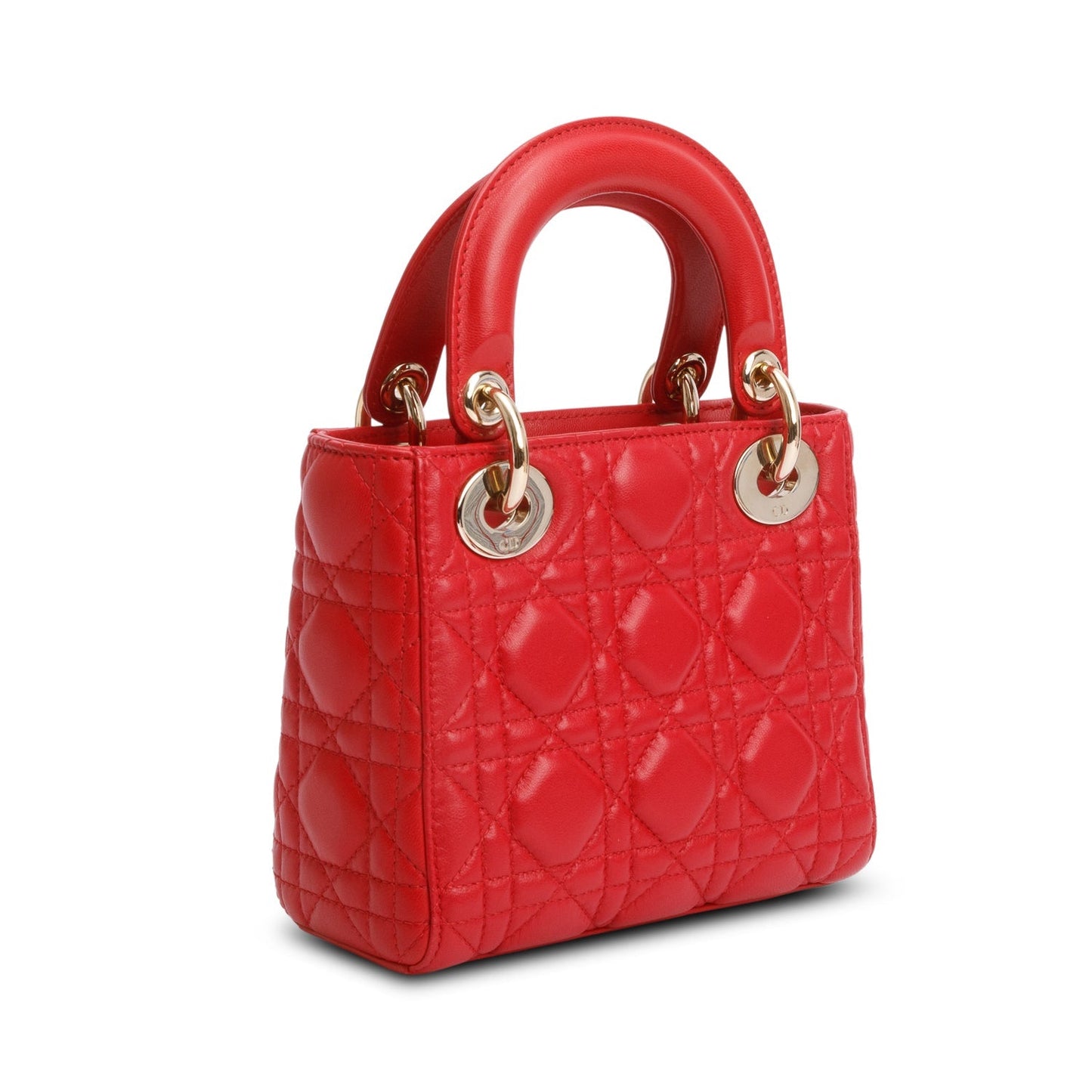 Christian Dior Red Cannage Leather Mini Lady Dior Bag