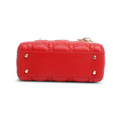 Christian Dior Red Cannage Leather Mini Lady Dior Bag