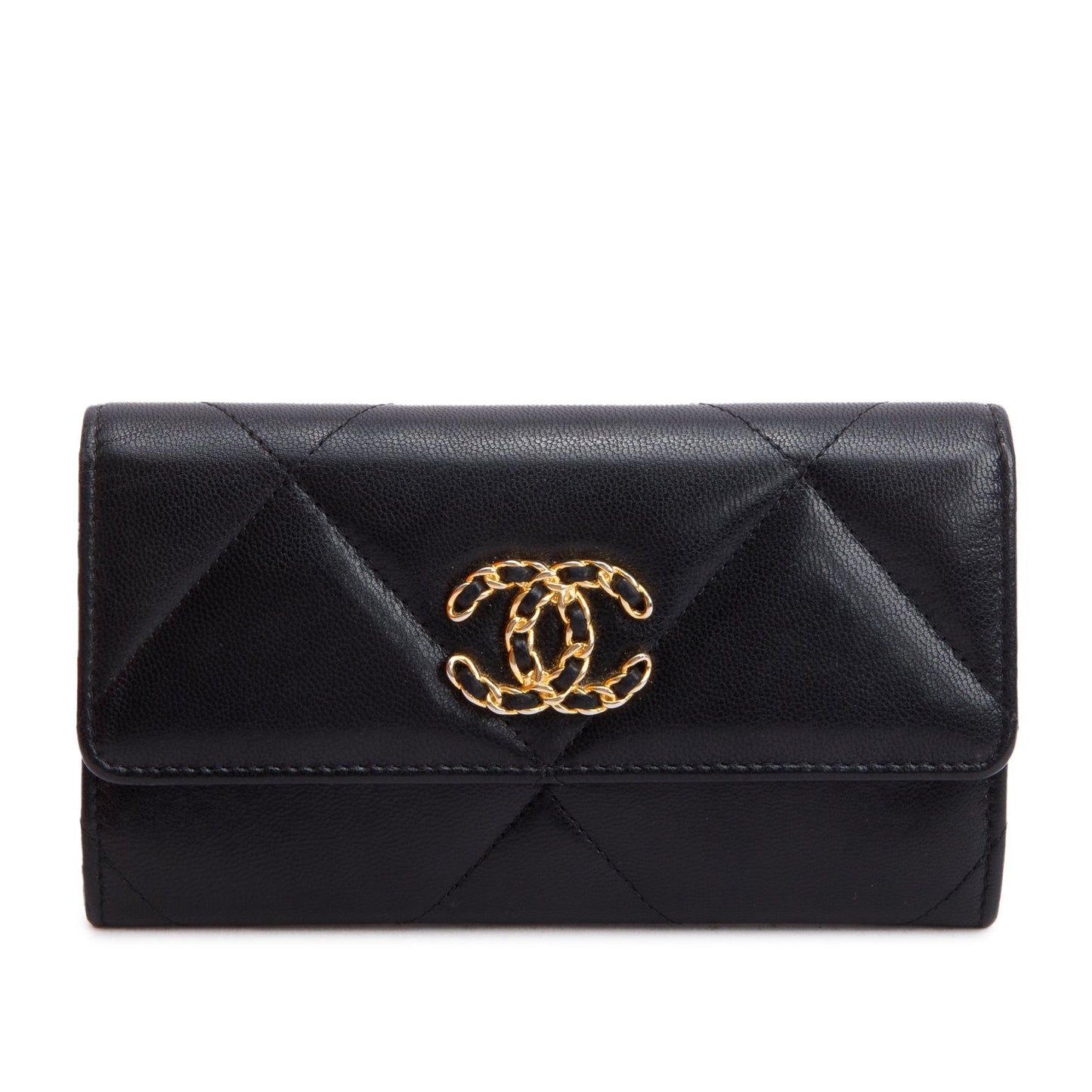 Chanel Black Leather 19 Flap Wallet