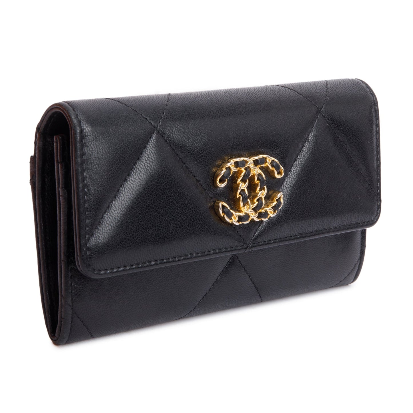 Chanel Black Leather 19 Flap Wallet