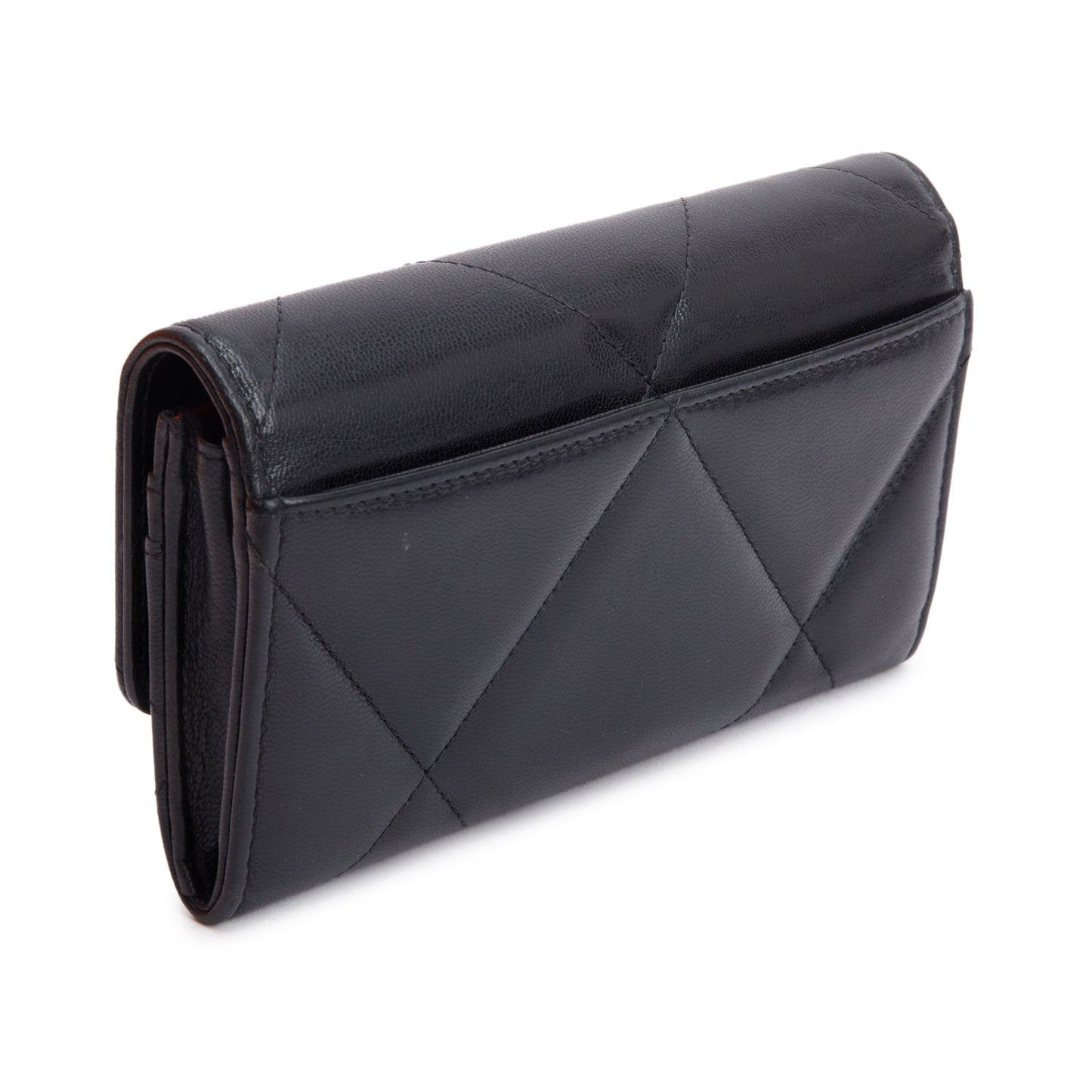 Chanel Black Leather 19 Flap Wallet