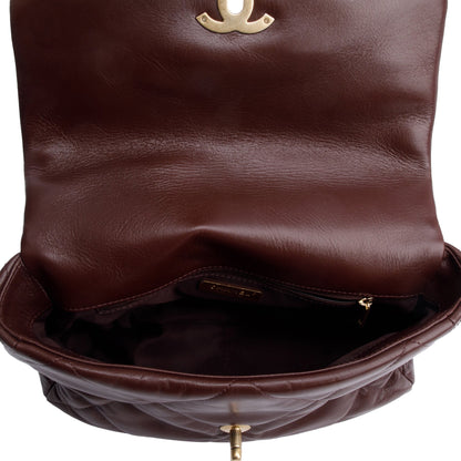 Chanel Burgundy 2020 Lambskin Leather Large 19 Flap Bag